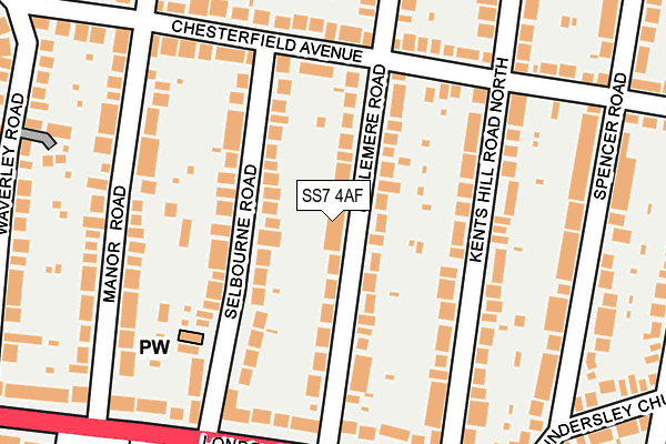 SS7 4AF map - OS OpenMap – Local (Ordnance Survey)