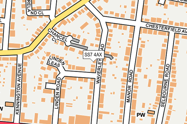 SS7 4AX map - OS OpenMap – Local (Ordnance Survey)