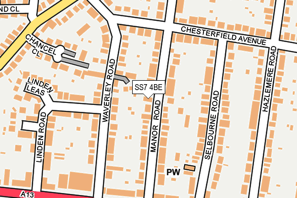 SS7 4BE map - OS OpenMap – Local (Ordnance Survey)