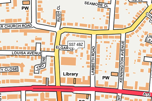 SS7 4BZ map - OS OpenMap – Local (Ordnance Survey)