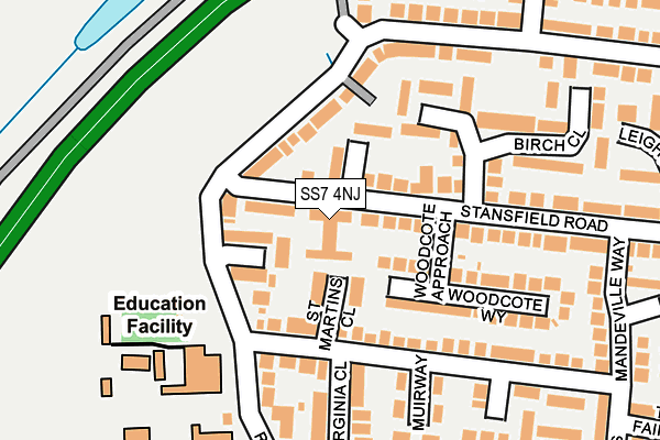 SS7 4NJ map - OS OpenMap – Local (Ordnance Survey)