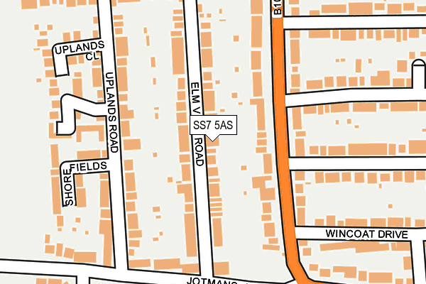 SS7 5AS map - OS OpenMap – Local (Ordnance Survey)