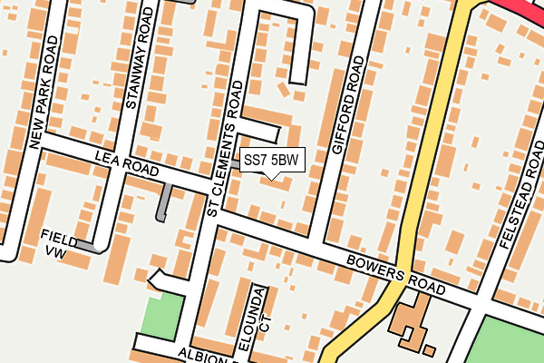 SS7 5BW map - OS OpenMap – Local (Ordnance Survey)