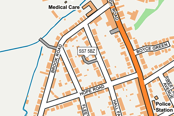 SS7 5BZ map - OS OpenMap – Local (Ordnance Survey)