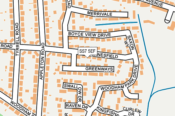 SS7 5EF map - OS OpenMap – Local (Ordnance Survey)