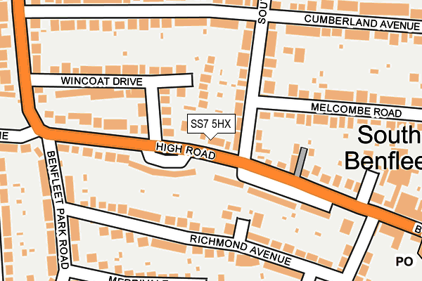 SS7 5HX map - OS OpenMap – Local (Ordnance Survey)