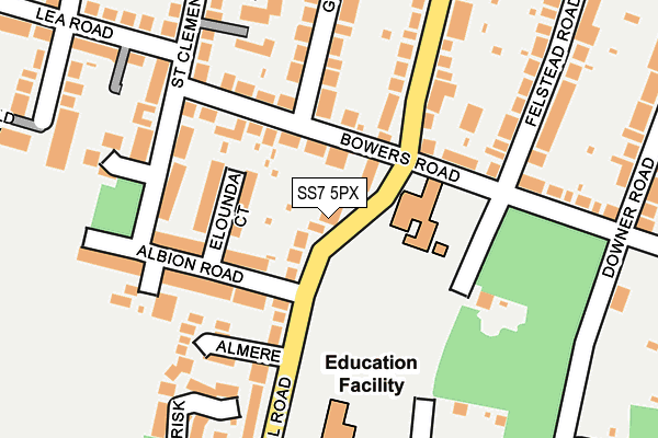 SS7 5PX map - OS OpenMap – Local (Ordnance Survey)