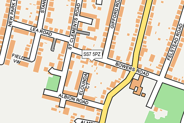 SS7 5PZ map - OS OpenMap – Local (Ordnance Survey)