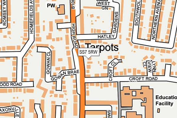 SS7 5RW map - OS OpenMap – Local (Ordnance Survey)