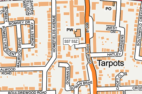 SS7 5SZ map - OS OpenMap – Local (Ordnance Survey)