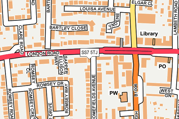 SS7 5TJ map - OS OpenMap – Local (Ordnance Survey)