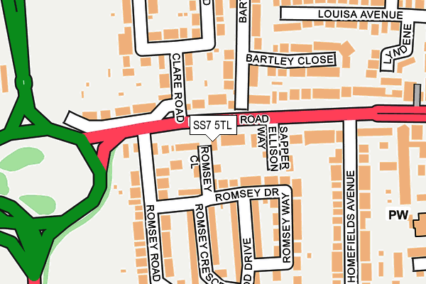 SS7 5TL map - OS OpenMap – Local (Ordnance Survey)