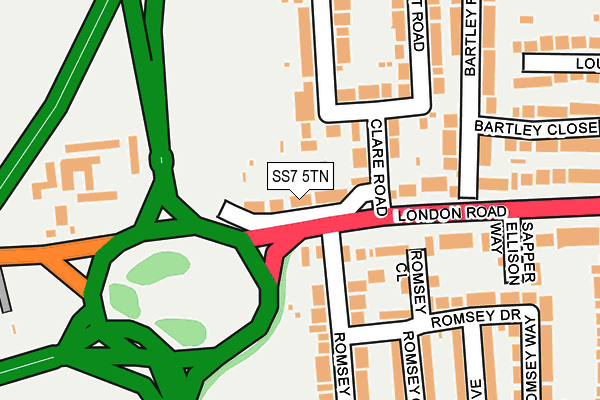 SS7 5TN map - OS OpenMap – Local (Ordnance Survey)