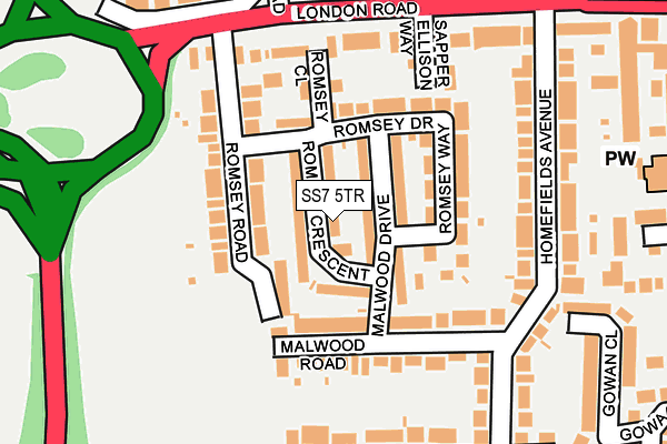 SS7 5TR map - OS OpenMap – Local (Ordnance Survey)