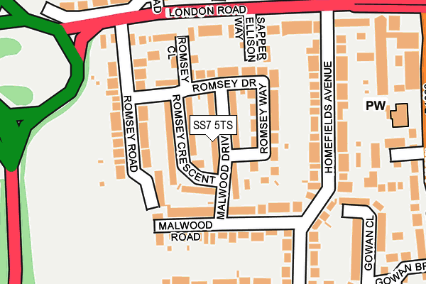 SS7 5TS map - OS OpenMap – Local (Ordnance Survey)