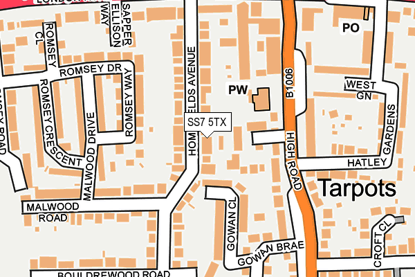 SS7 5TX map - OS OpenMap – Local (Ordnance Survey)