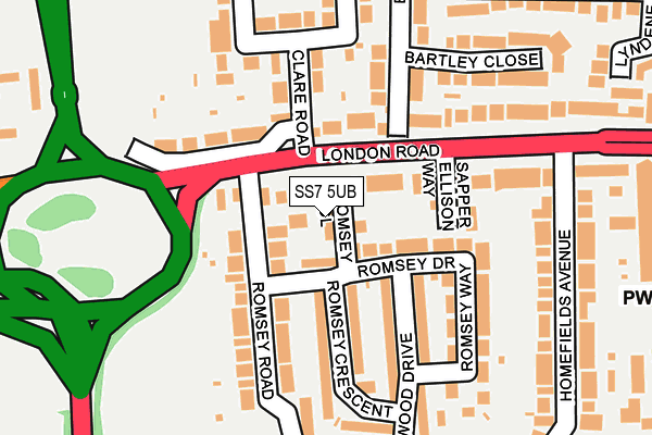SS7 5UB map - OS OpenMap – Local (Ordnance Survey)