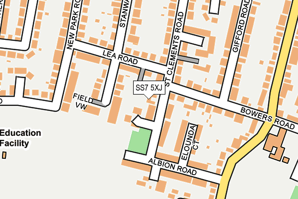 SS7 5XJ map - OS OpenMap – Local (Ordnance Survey)