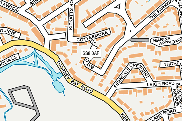 SS8 0AF map - OS OpenMap – Local (Ordnance Survey)