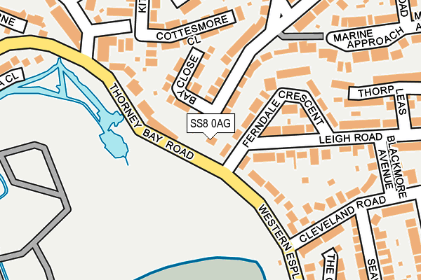 SS8 0AG map - OS OpenMap – Local (Ordnance Survey)