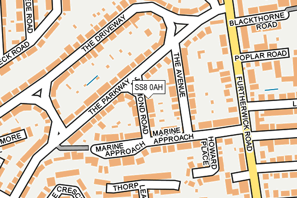 SS8 0AH map - OS OpenMap – Local (Ordnance Survey)