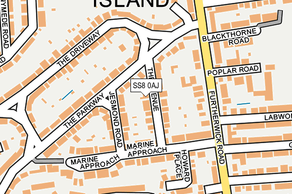 SS8 0AJ map - OS OpenMap – Local (Ordnance Survey)