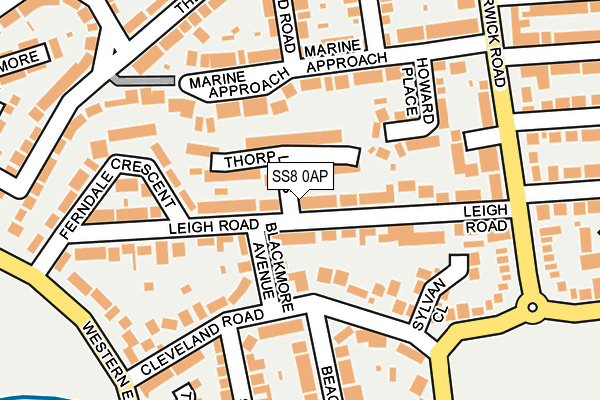SS8 0AP map - OS OpenMap – Local (Ordnance Survey)