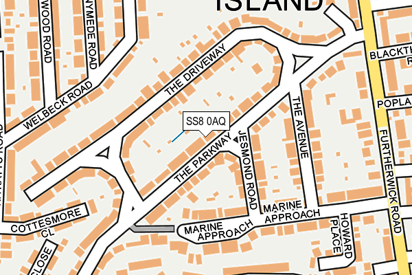 SS8 0AQ map - OS OpenMap – Local (Ordnance Survey)