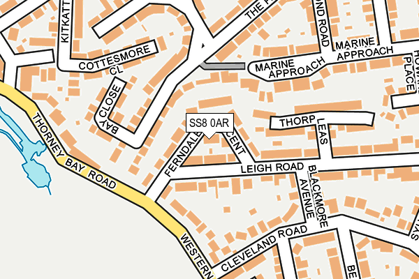SS8 0AR map - OS OpenMap – Local (Ordnance Survey)