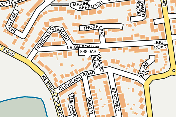 SS8 0AS map - OS OpenMap – Local (Ordnance Survey)