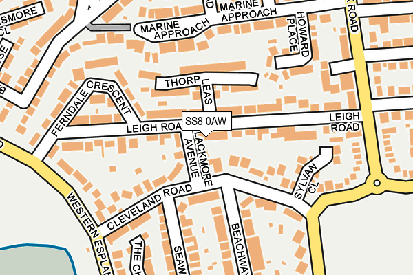 SS8 0AW map - OS OpenMap – Local (Ordnance Survey)