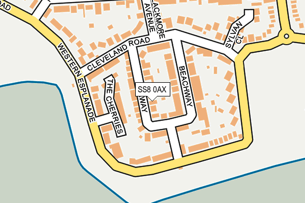 SS8 0AX map - OS OpenMap – Local (Ordnance Survey)