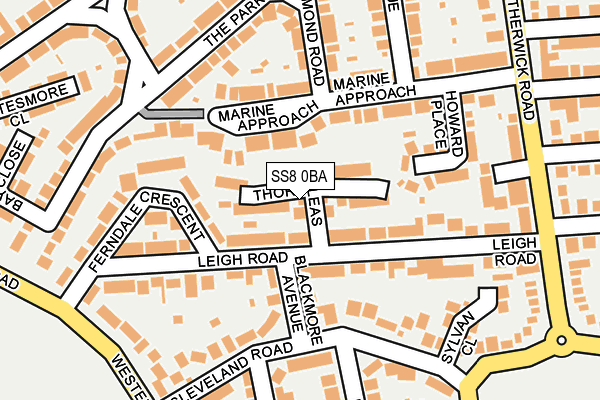 SS8 0BA map - OS OpenMap – Local (Ordnance Survey)