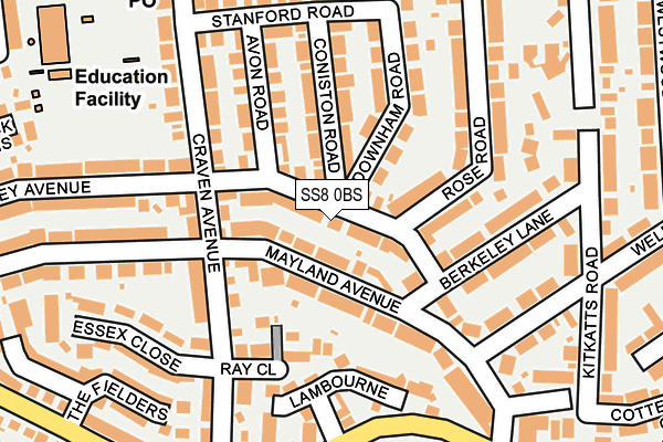 SS8 0BS map - OS OpenMap – Local (Ordnance Survey)
