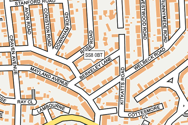 SS8 0BT map - OS OpenMap – Local (Ordnance Survey)