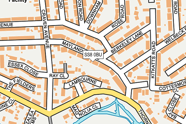 SS8 0BU map - OS OpenMap – Local (Ordnance Survey)