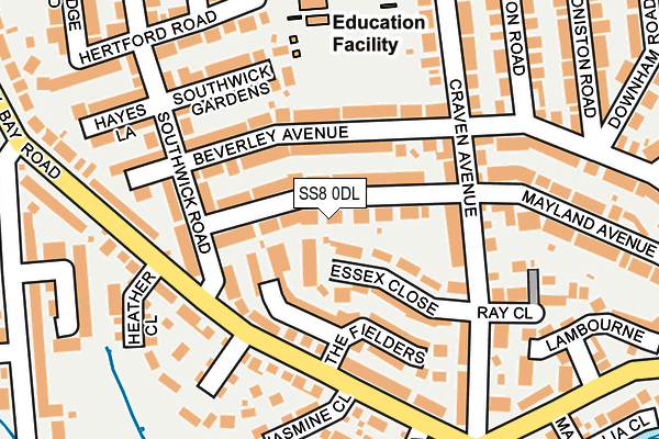 SS8 0DL map - OS OpenMap – Local (Ordnance Survey)