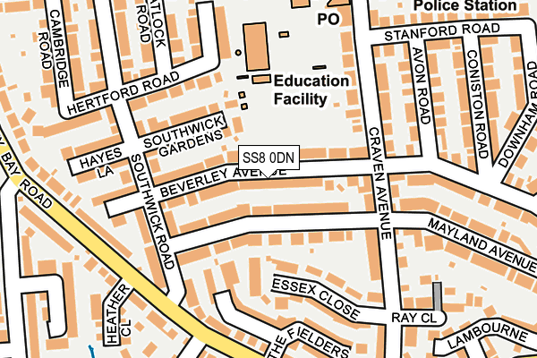 SS8 0DN map - OS OpenMap – Local (Ordnance Survey)