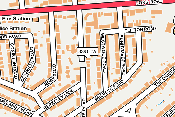 SS8 0DW map - OS OpenMap – Local (Ordnance Survey)