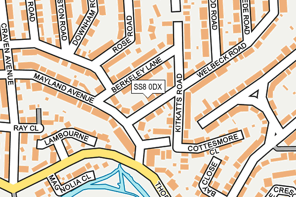 SS8 0DX map - OS OpenMap – Local (Ordnance Survey)
