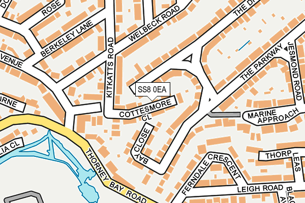 SS8 0EA map - OS OpenMap – Local (Ordnance Survey)
