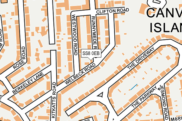 SS8 0EB map - OS OpenMap – Local (Ordnance Survey)