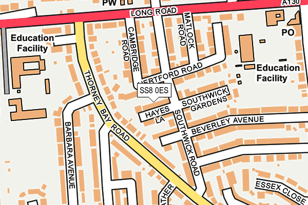 SS8 0ES map - OS OpenMap – Local (Ordnance Survey)