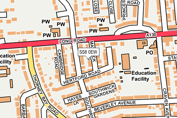 SS8 0EW map - OS OpenMap – Local (Ordnance Survey)