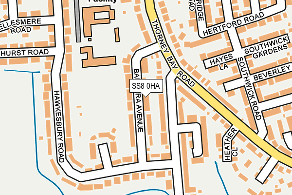 SS8 0HA map - OS OpenMap – Local (Ordnance Survey)