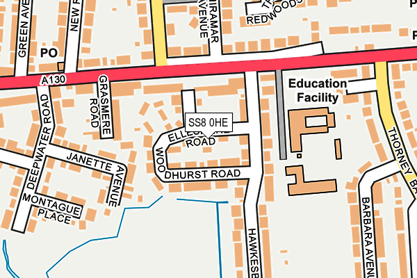 SS8 0HE map - OS OpenMap – Local (Ordnance Survey)