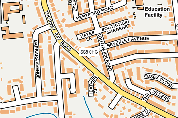 SS8 0HG map - OS OpenMap – Local (Ordnance Survey)