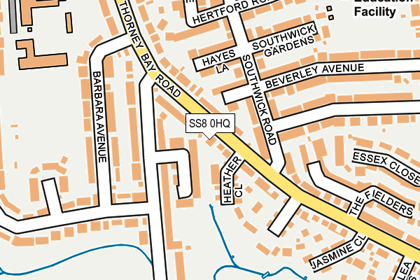 SS8 0HQ map - OS OpenMap – Local (Ordnance Survey)