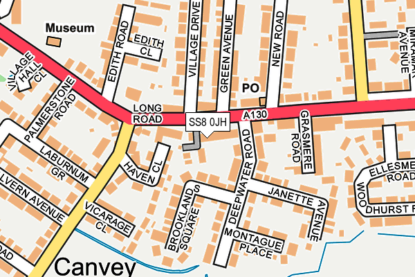 SS8 0JH map - OS OpenMap – Local (Ordnance Survey)