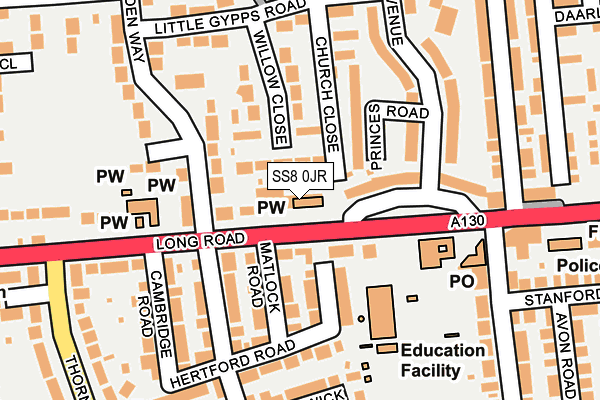 SS8 0JR map - OS OpenMap – Local (Ordnance Survey)